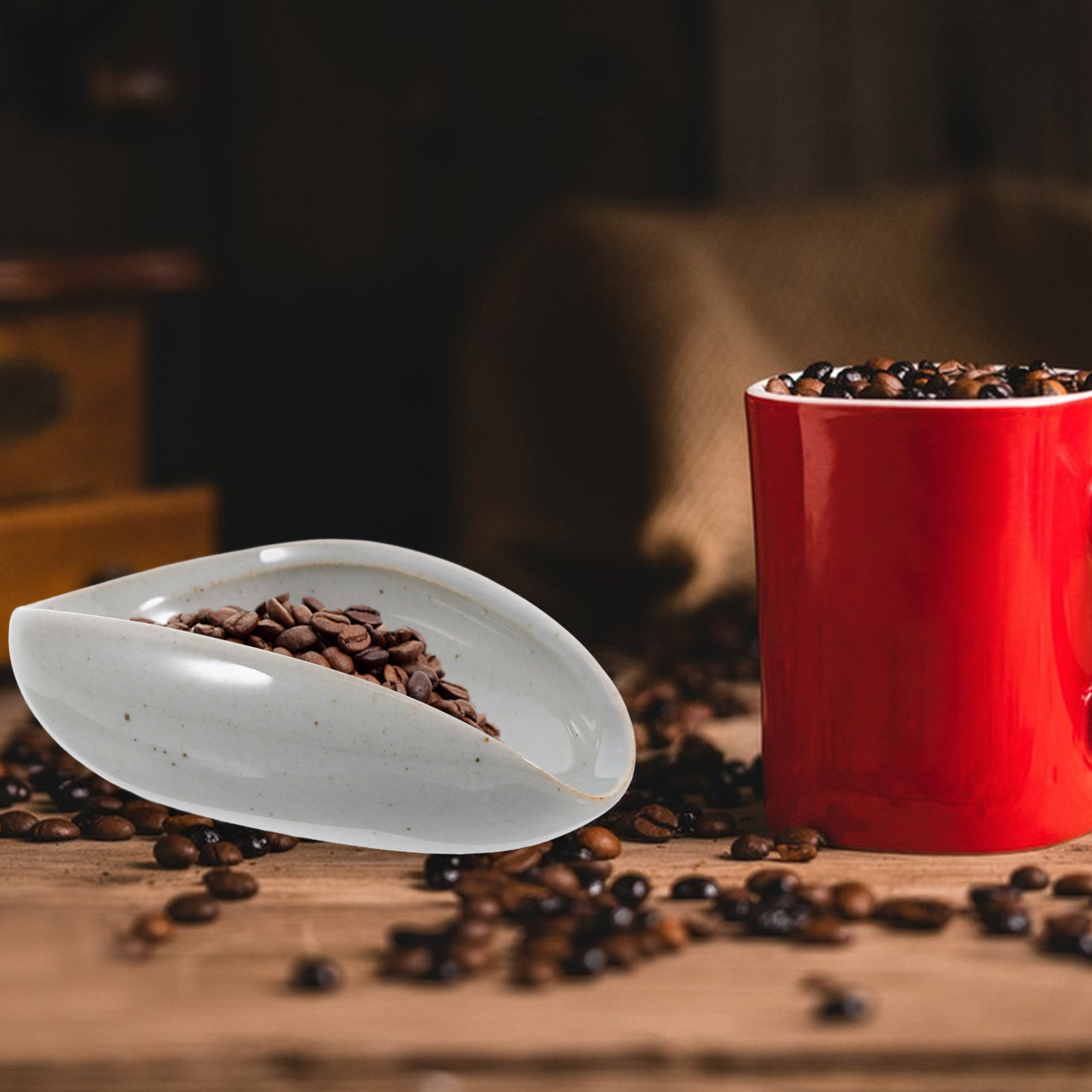 Coffee Tea Bean Leaf - Керамический лоток для дозирования кофейных зерен,