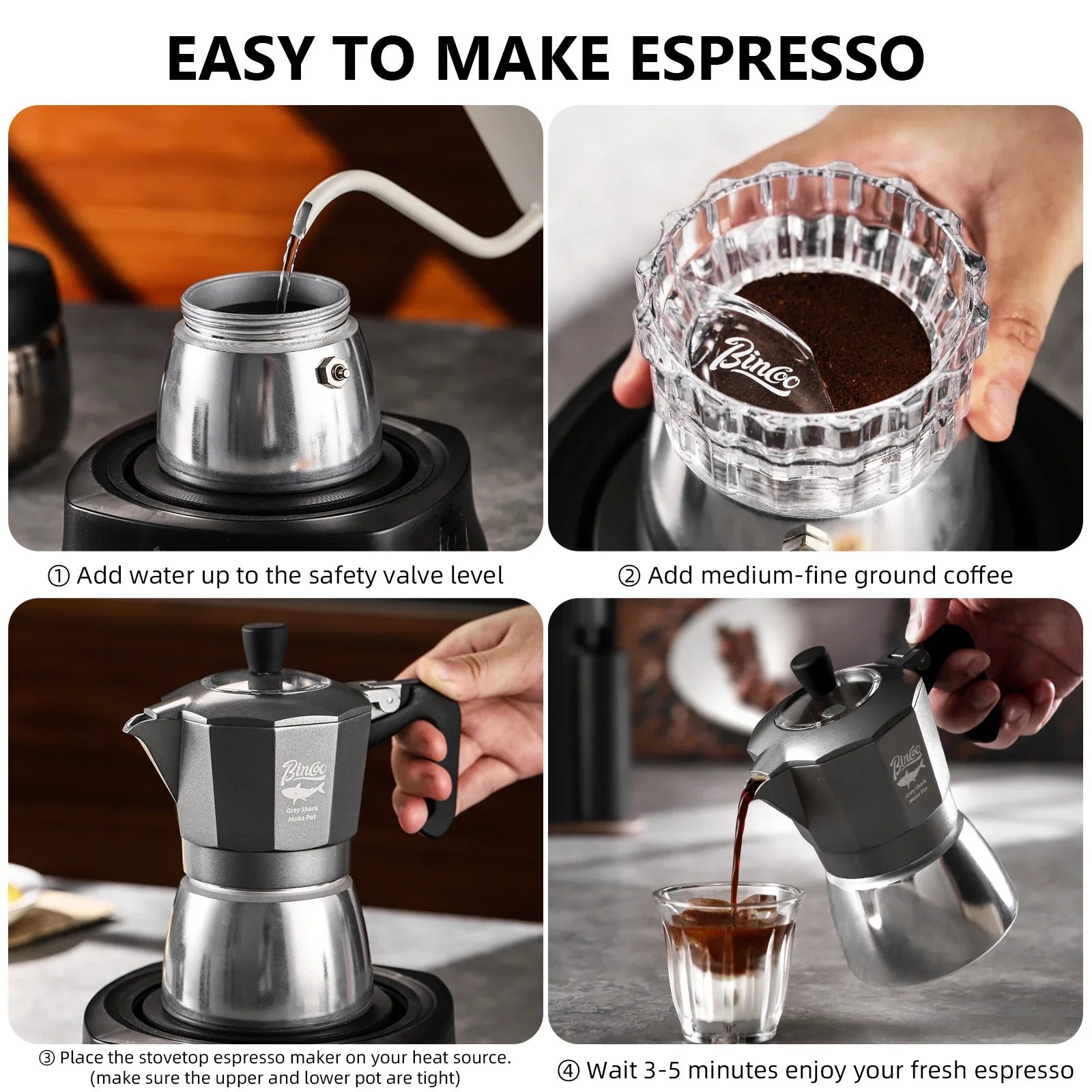 Кофеварка Bincoo Moka Pot на 2 – обзор и цена Moka Pot Stove