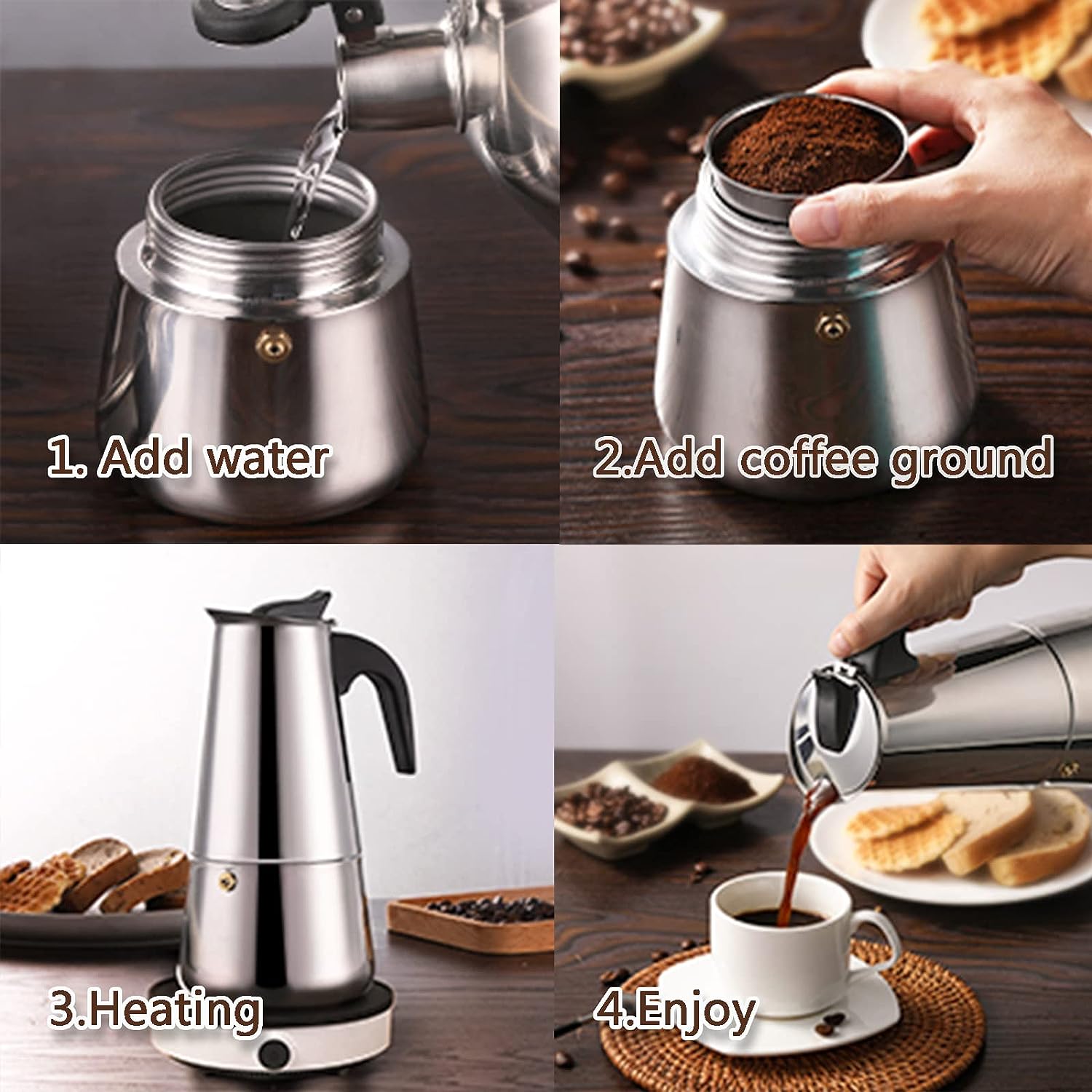 4/6/9 чашек Moka Pot Caffe Mac – обзор и цена Moka Pot Stove
